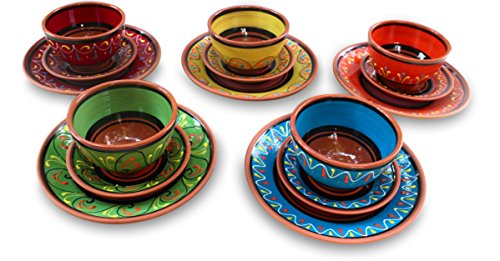 Cactus Canyon Ceramics Spanish Terracotta 5-Piece Small Tapa Plate Set, Multicolor #TOP2