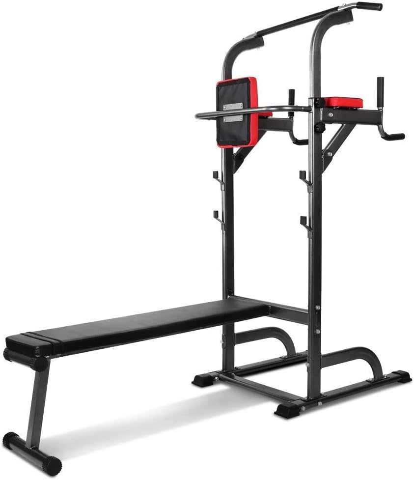 Pull-up bar, foldable, multi-functional, stand pull up station with freestanding pull-up bar, training bar, fitness station, dips station, removable + bag