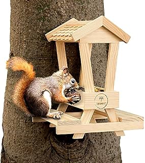 SINAMEES Squirrel Picnic Table - Squirrel Table with Bench - Large Feeding Area