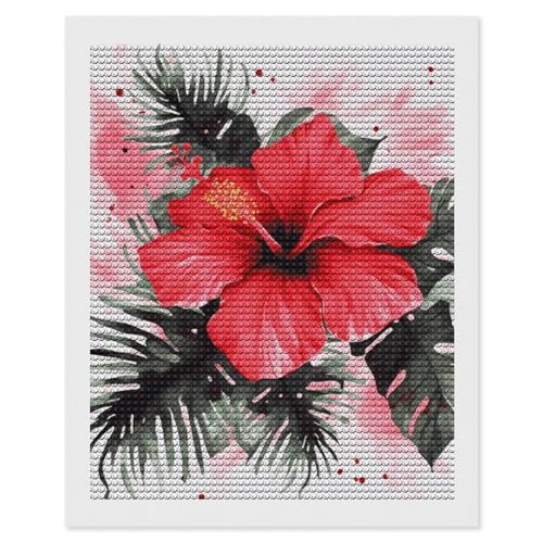 Peinture diamant hibiscus 5D pour décorer le salon et la chambre d'adulte