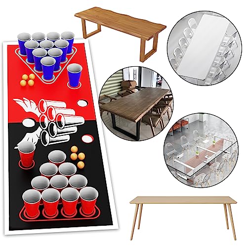 GOLDGE New Beer Pong Table Mat, Drinking Games for Adults Party, 8pcs Beer Pong Balls, 30pcs Beer Pong Cups - Thumbnail 5