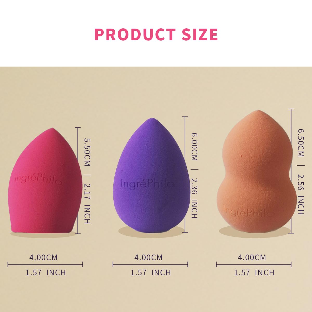 Makeup Sponge Set - Set of 3 Blending Sponges with Metal Holder - Dry & Wet Use - Ideal for Foundation, Powder, Cream, and Liquid - Latex-Free & Cruelty-Free - Packaging may vary
