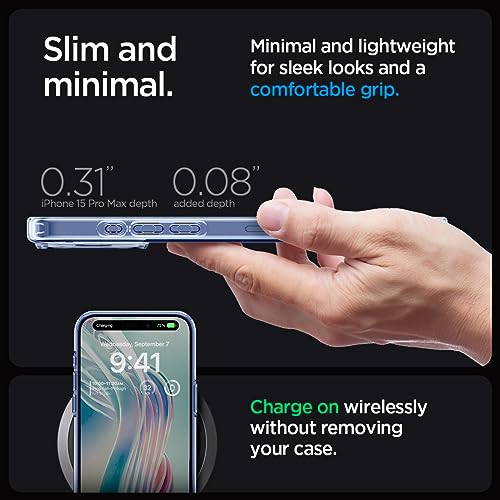 Image of Spigen Ultra Hybrid Back Cover Case for iPhone 15 Pro Max, Durable Hybrid Structure, Air Cushion Technology - PC+TPU | Sky Crystal