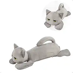 Pelúcia Gato Travesseiro De Corpo Modelo Dormir Gestante (Cinza)