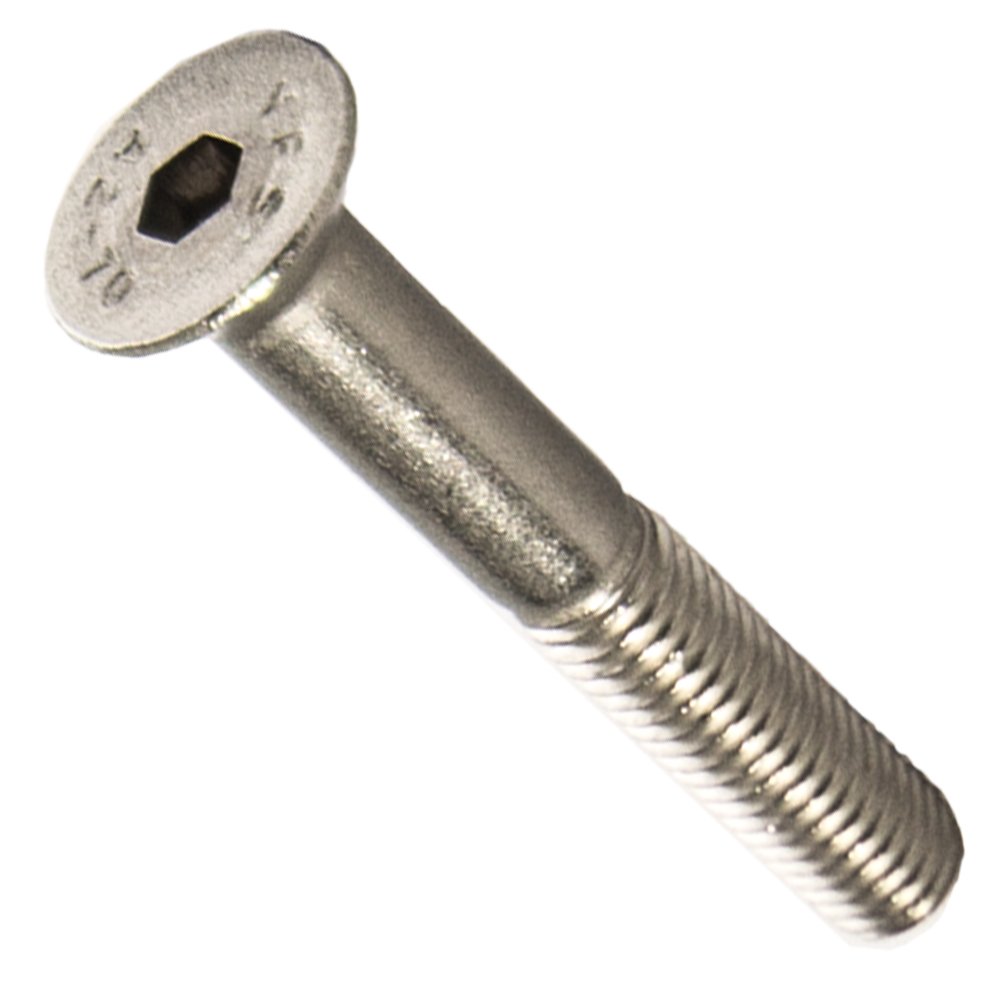 M4-0.70 x 40MM Flat Head Socket Cap Screws, Allen Socket Drive, Din 7991, Stainless Steel A2-70, Full Thread, Plain Finish, Flat Point, Quantity 100 by Fastenere