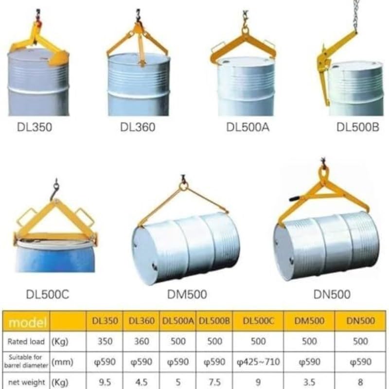 Morsetto di sollevamento verticale per barili di acciaio e plastica da 55 galloni, espansione gancio in acciaio legato per barili dell'olio (colore 1)