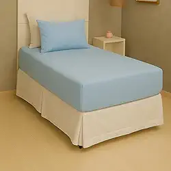 Jogo de Lençol Solteiro 2 Peças Liso Malha 100% Algodão (Azul Bebê)