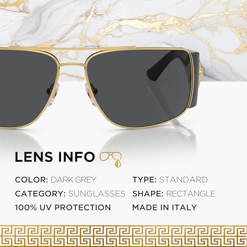 Versace VE2163 Rectangle Sunglasses for Men – Metal Frame with Temples, eShades Eyewear Kit Included4