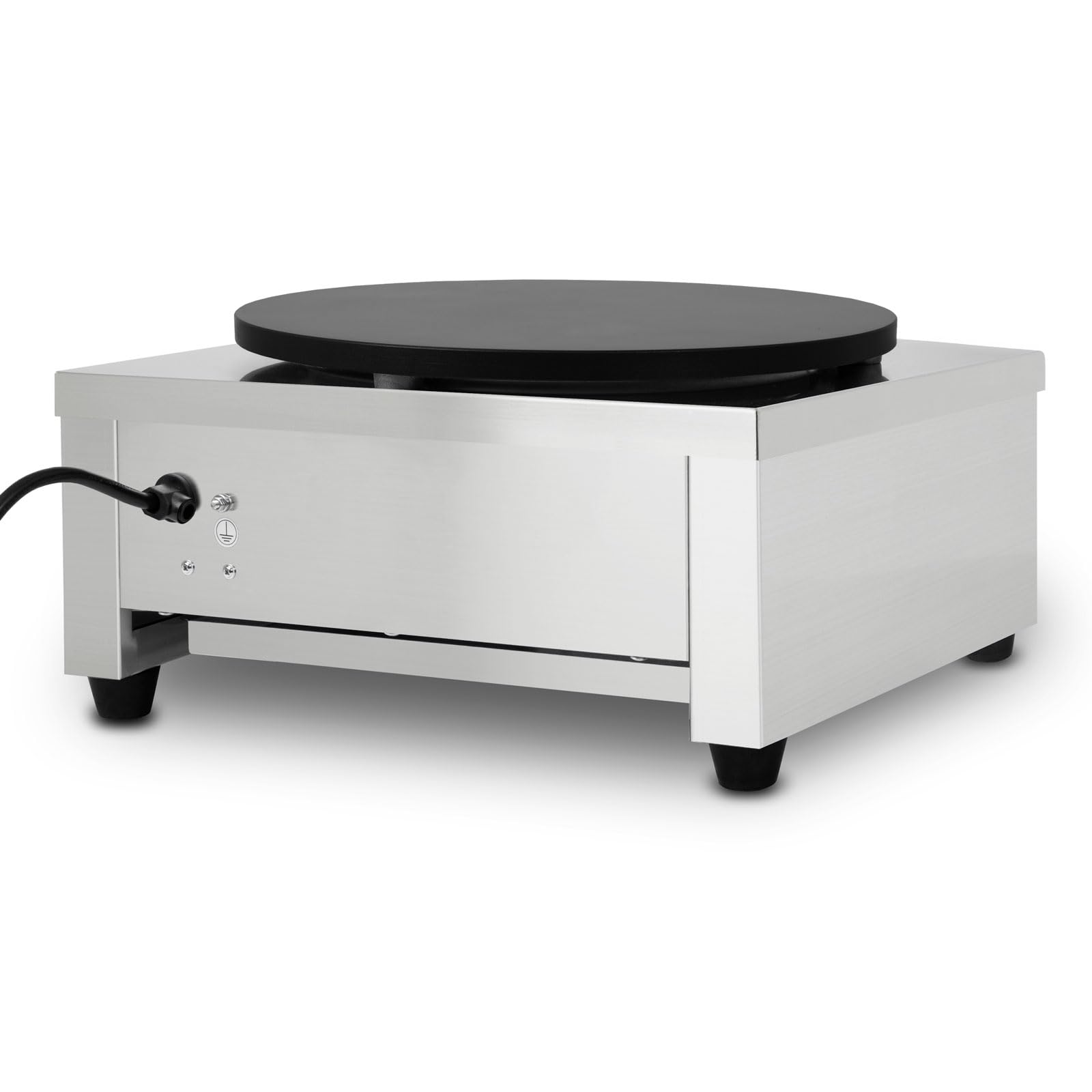 VERTES Crepes Maker - Plato para crepes eléctrico (acero inoxidable, placa de 40 cm, 3000 W, revestimiento antiadherente, temperatura regulable de 50 a 300 °C)