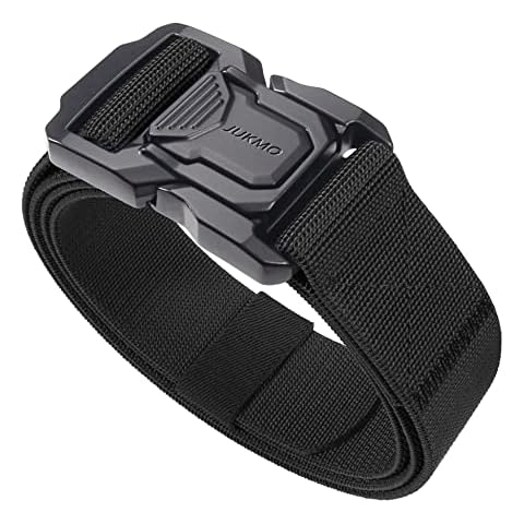 JUKMO Tactical Belt for Men, Military Rigger 1.5" Nylon Web Work Belt with Quick Release Heavy Duty Buckle (Black, Medium-for Waist 36"-42" (Length 49")) Cover