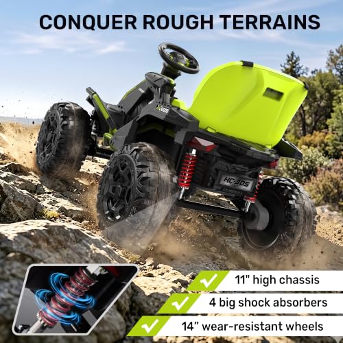 Image of ANPABO 24V 4x4 Ride On Toys for Big Kids Aged 3-12, 4 * 200W Motors-Green