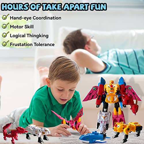 Wenbeier Animals 5-In-1 Combined Large Robot Toys Take Apart Toys -5 Action Figures Including Lion Dragon Whale Phoenix Bear Combine Into A Robot Deformation Toys For Kids 6-12（10“） #TOP4