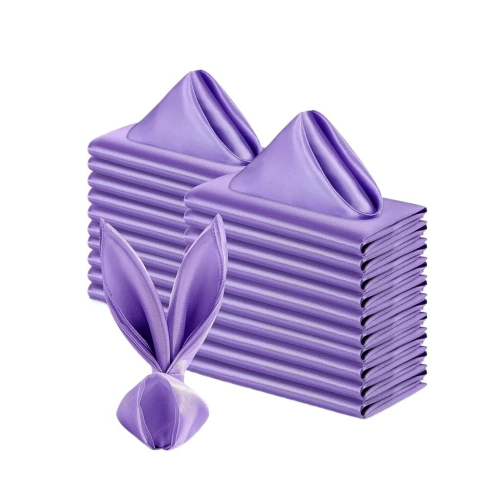 6PCS Satin Napkin Silk Serving Table Decor Napkins Dinner Towel For Wedding Banquet Party Restaurant Decoration(Purple 6PCS)
