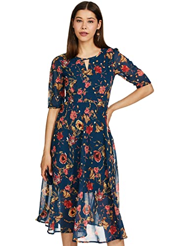 Image of Amazon Brand - Eden & Ivy Women's Georgette Fit & Flare One Piece Midi Length Dress (with Lining)