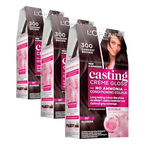 L'Oréal Paris Casting Crème Gloss Semi-Permanent Hair Colour - 300 Darkest Brown (Ammonia Free) (Pack of 3)