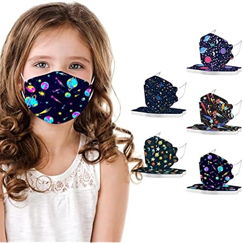 【Made in Germany】 50 Stücke Skimaske Bunt Schutz_Maske_Staubdicht Kinder 5 Lagige Mundschutz-BFE 94% Atmungsaktiv Mund-Nasen Bedeckung Halstuch Schals für 6-12 Jahre Jungen Mädchen Cover