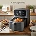 AFRA 4.5L Air Fryer 1200W, Small Compact Digital Air Fryer, LED Touch Control, 8 Presets, Non-Stick Basket, Adjustable 80–200°C, Oil-Free Cooking, Grey