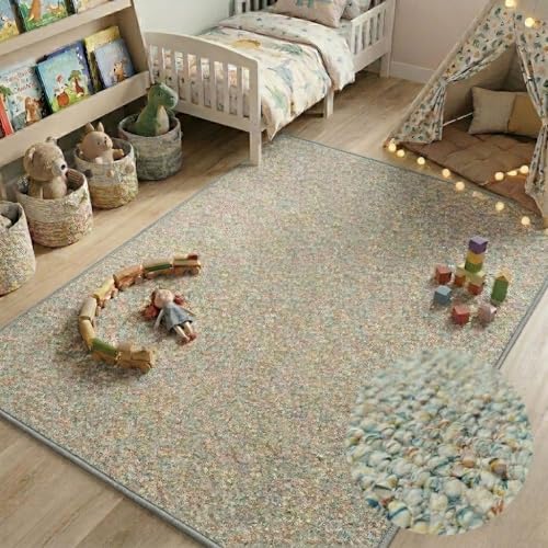 Alfombra pequeña -Alfombra bucles Grandes, pequeña Rustica, diseño nórdica. Disponible en Multicolor -F.Gris - 40X60 cm