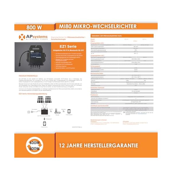VALE Balkonkraftwerk 830Wp Full Black | 800 Watt APsystems Wechselrichter | 5m AC-Kabel | inkl. Geländerhalterung – Bild 8