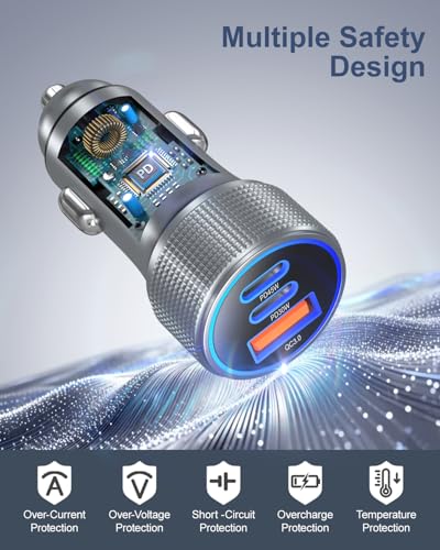 45W Super Fast Type C Car Charger for Galaxy S26 Ultra, Besgoods 93W USB C & USB A Cigarette Lighter Adapter Compatible with iPhone 18 17 16 15 Pro Max S25 FE S24 S22, 2Pack - image 5