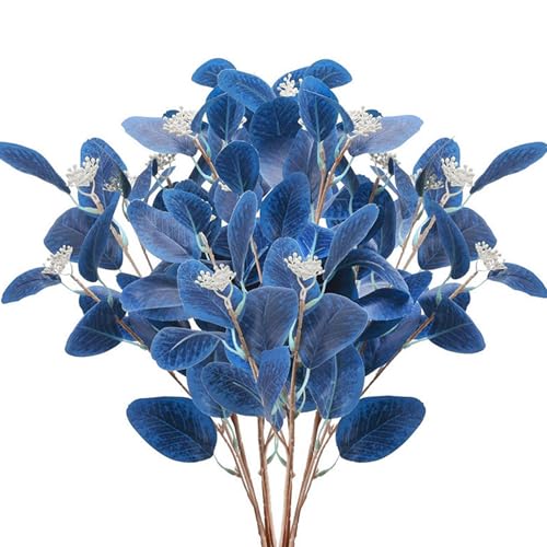 Eucalipto azul artificial de 21 pulgadas con bayas para jarrones 2
