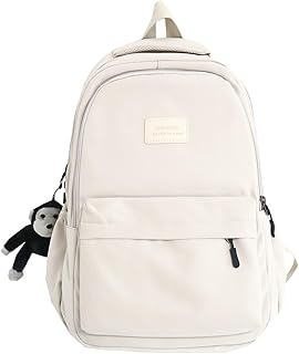 JARKJARD Aesthetic Backpack Cute Kawaii Backpack for School College Backpack Large Capacity Bookbags for Girls Women Students Casual Travel Daypacks Solid Color(White)