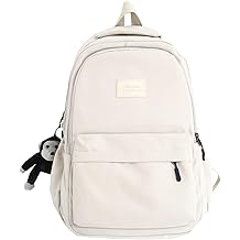 Aesthetic Backpack Cute Backpack for School College Backpack Large Capacity Bookbags for Girls Women Students Casual Travel Daypacks Solid Color(White)