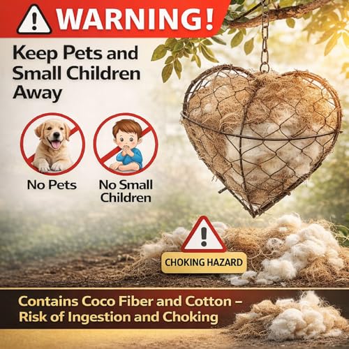 Image of Menkxi 2 Pcs Bird Nesting Material, Hummingbird Nest Material, Heart Shaped | Refillable Nestings Accessories for Hummingbirds and Wild Bird, Natural Nesting Fiber Cotton, Garden Decoration Gifts