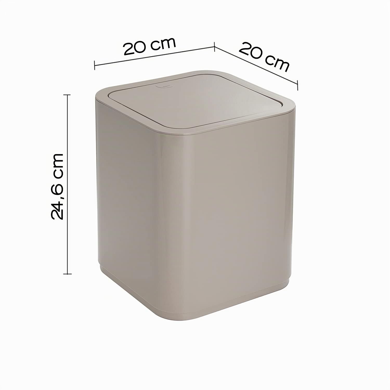 Gedy Seventy Papelera Basura baño, Cuadrada, 8L, con Tapa, Resinas termoplásticas, Beige, 20 x 20 x 24,6 cm