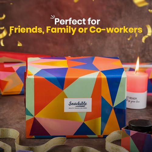 Image of Snackible Birthday Gift Box | Box of 12 Healthy Snacks | Not Fried | No Maida | Rich in Protein & Fibre | Healthy Gifting Option | Sweet & Savoury Snacks