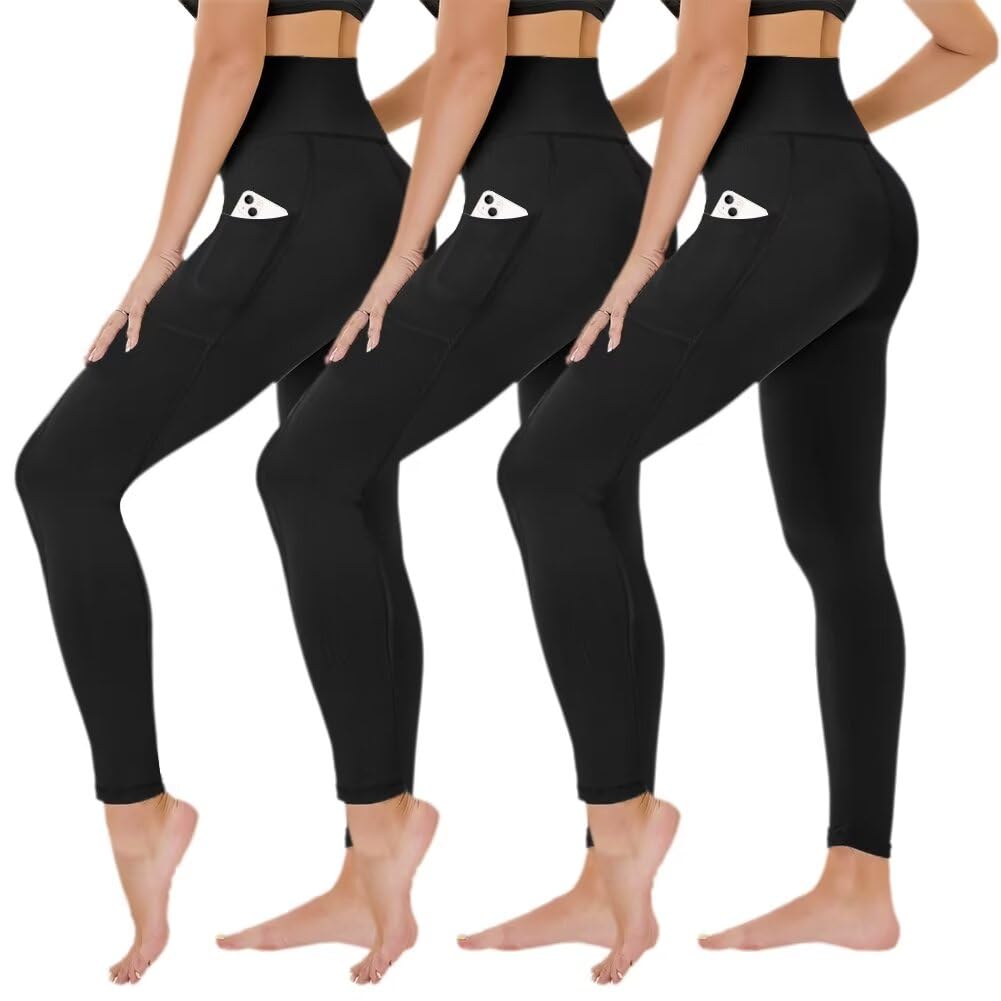TNNZEET 3er Pack Leggings Damen High Waist Schwarz Leggins Blickdicht für Sport Gym
