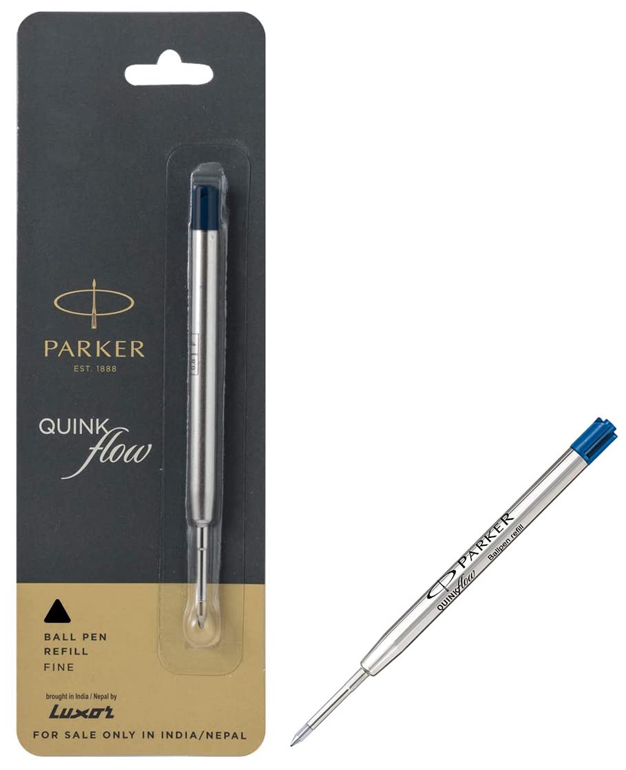Parker Quink Flow Ballpoint Refill Fine Black, 1 Count(Pack of 1) (FBA_PRR_9000017712_BLK) & Parker Quink Flow Ball Pen Refill (Blue)