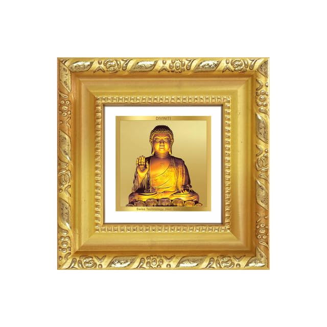 Image of DIVINITI Lord Buddha 24K Gold Plated Foil Tabletop Photo Frame for Home Decor, Puja Room, Luxury Gifting | DG Frame 103 S1A (10x10 CM)