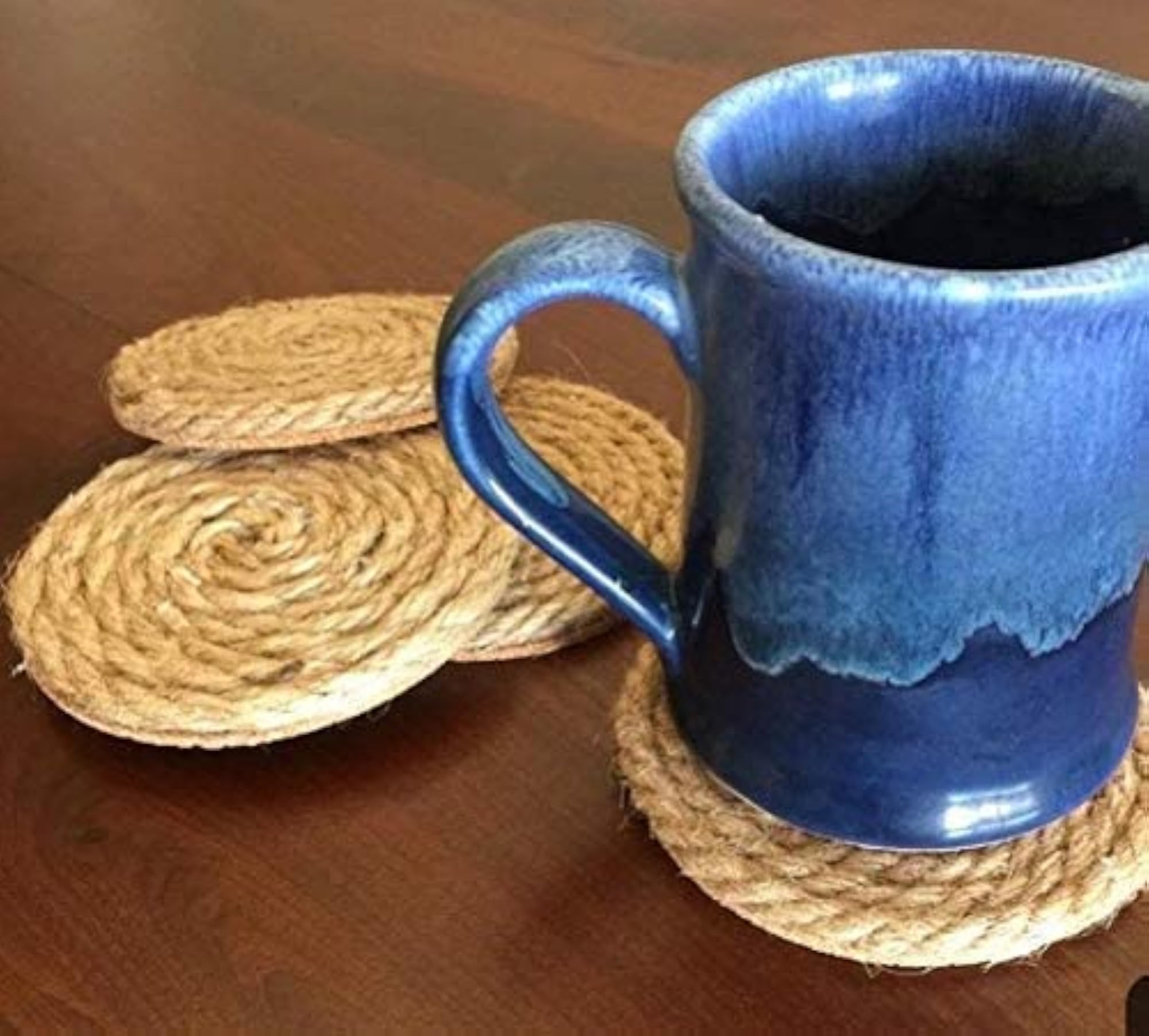 Handmade Jute Tea Cup Coasters with Holder