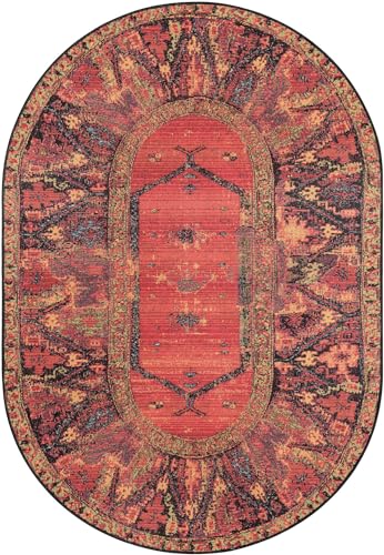 Tapete Decorativo Oval 4'1" x 6'1" Multi/Negro miniatura 3