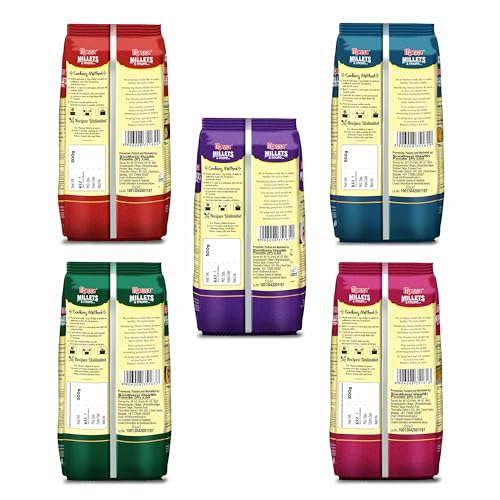 Image of Manna Millets 5Kg Whole Grain Combo Pack of 5 Browntop, Foxtail, Kodo, Little, Barnyard, Certified Low GI, Unpolished Natural Grains 500g (Pack of 10)