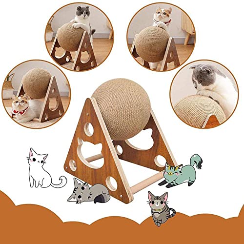 Brinquedo arranhador de gato, corda de sisal natural, arranhador de bola de gato com bola, arranhado