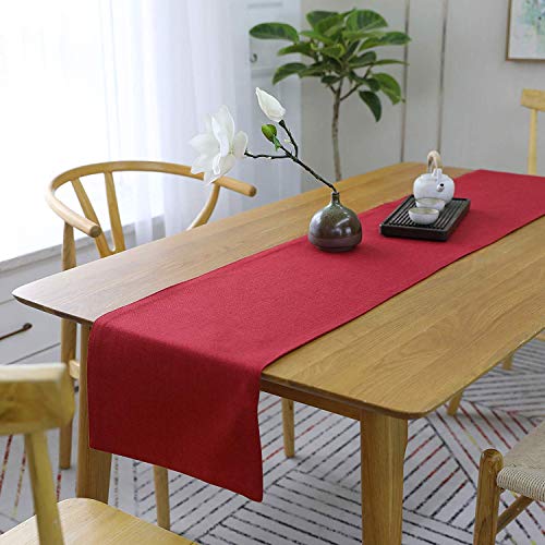 Khooti red jute dining table runner two sided for festive dining table