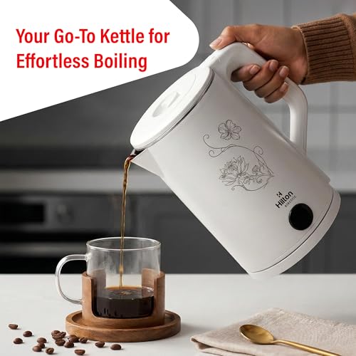 Image of Hilton Premium White 2 Litre Electric Kettle | 1500-Watt with Stainless Steel Body, Cool Touch Handle, Auto Switch-off Mechanism for Boiling Water, Tea, Coffee & instant noodles