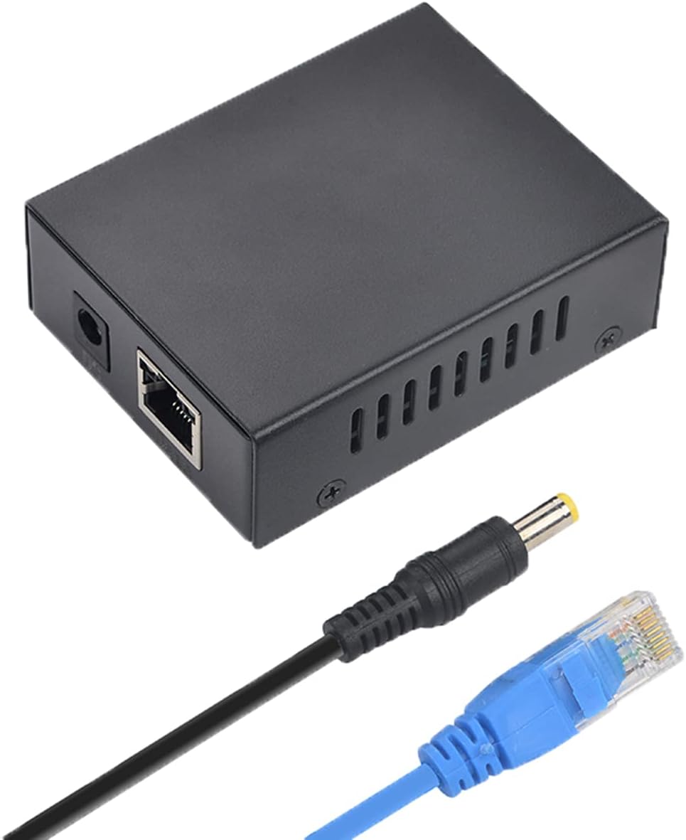 Gigabit POE Splitter 5V 4A POE to 5.5x2.1mm DC and RJ45 Adapter Splitter IEEE 802.3af/at Standard Compliant 10,100,1000Mbps Power Over Ethernet Splitter Adapter for PTZ IP Cameras