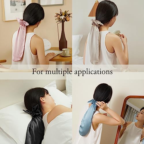 Image of LILYSILK 100% Silk Bonnet for Sleeping & Daily Usage, 2-in-1 Silk Hair Ties with Silk Scrunchies for Long and Curly Hair Elastic Adjustable for Women Ladies and Girls Black