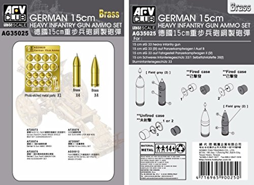 Munitions en métal 15 cm Sig 33 AFV Club 1:35 remplace obus plastique AFVAG3525