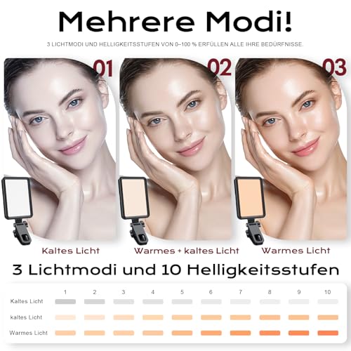 Wiederaufladbares weiches Selfie-Licht für Telefon, Kamera, Laptop, 3000 mAh tragbares LED-Licht für Bilder, Telefon-Lichtclip für Selfie, Vlog, TikTok, Make-up, Videokonferenz