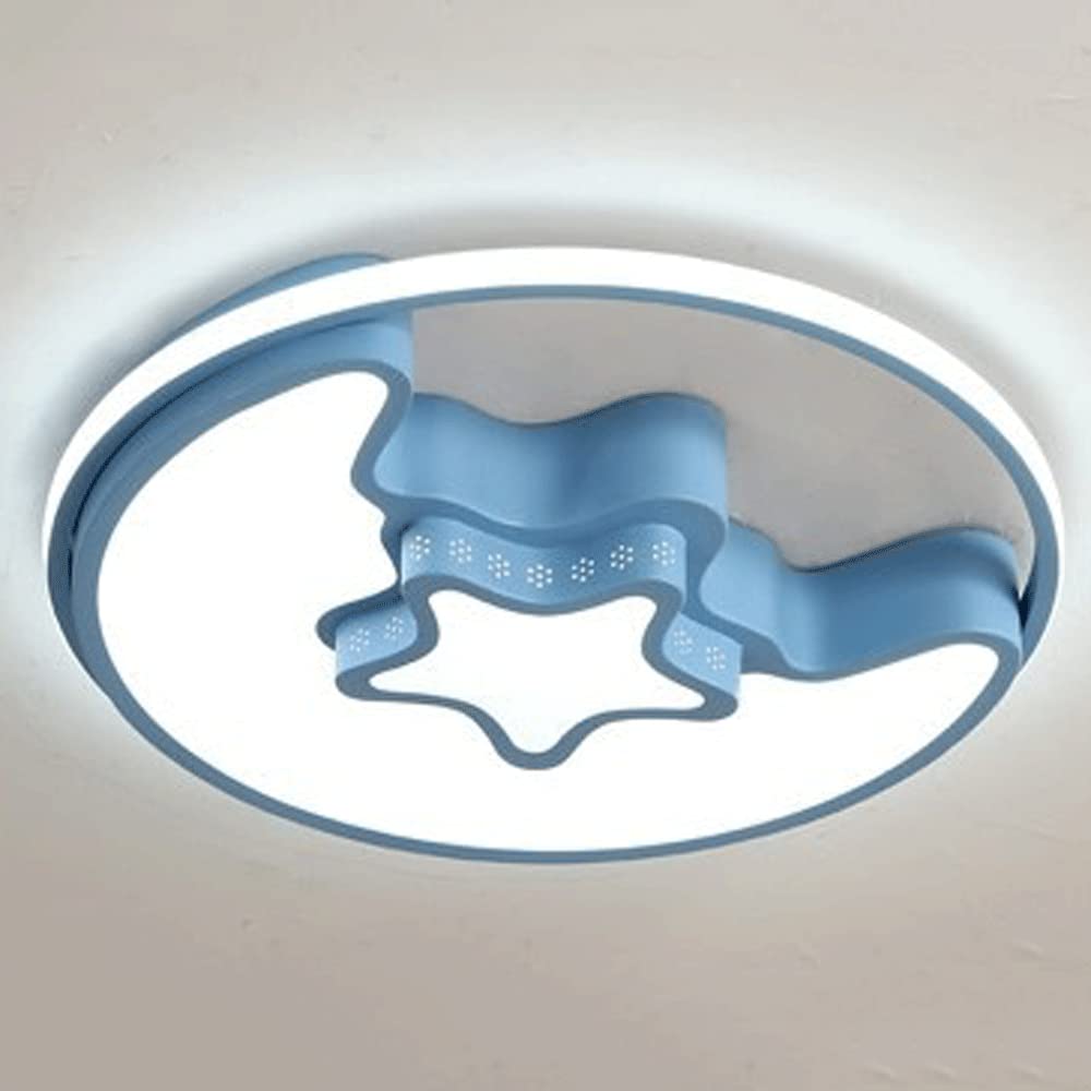 Plafonnier LED acrylique moderne lune et étoile pour chambre d'enfant 48cm