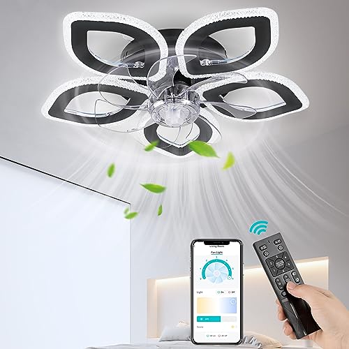 FIMEI Ventilador de Techo con Luz, Atenuación Continuas & Ventilador de 6 Velocidades, Control Remoto & APP, Iluminación de Ventilador para Sala de Estar, Comedor, Dormitorio, Oficina