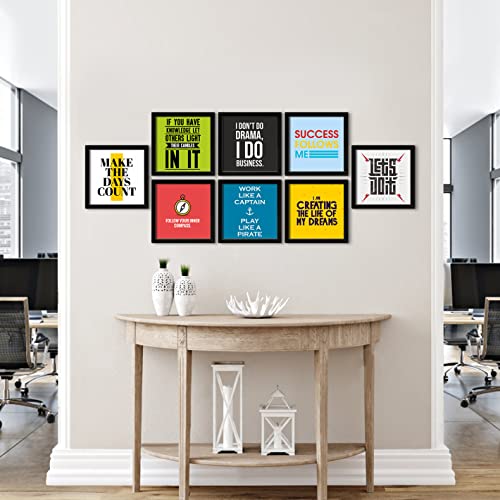 Image of PAPER PLANE DESIGN Motivational Quotes Wall Framed Poster, Office Decor, Inpirational Wall Frames with Quotes.Set of 8 (10 x 10 Inch) (MDF POSTERS)
