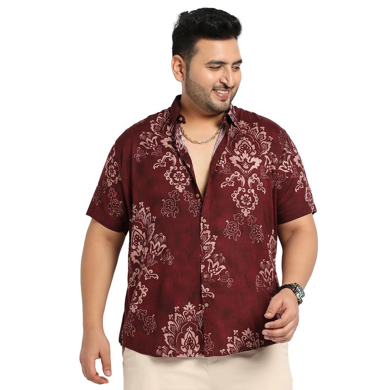Image of Instafab Plus Men's Shirt for Casual Wear | Spread Collar | Button Closure | Plus-Size Fit | Short Sleeve | Cotton Shirt Crafted with Comfort Fit for Everyday Wear