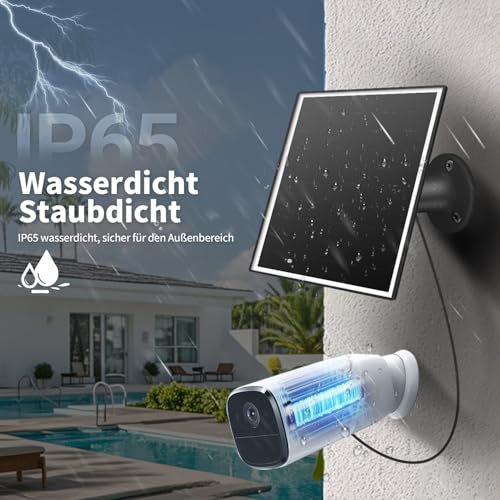 6W Solarpanel für draußen installierte Überwachungskameras mit Micro-USB- und USB-C-Anschluss, Solarladegerät für Akkukameras, kompatibel mit Wyze/Reolink, Schnellladung