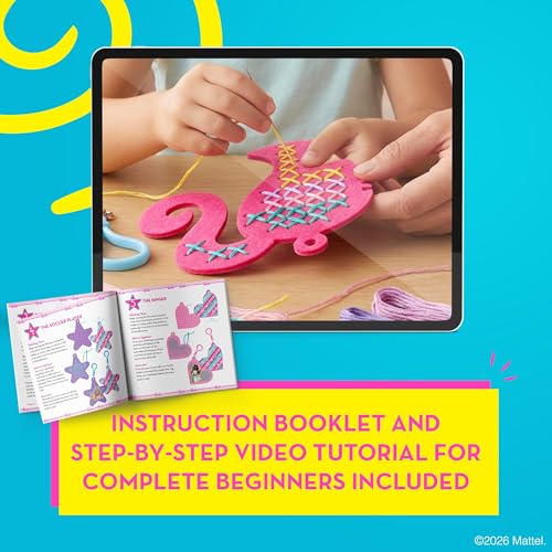 Image of Barbie Cross Stitch Kit for Kids Ages 6-12 | Beginner Embroidery & Needlepoint Craft Kit, 7 Keychain Projects, Arts and Crafts Gift for Girls