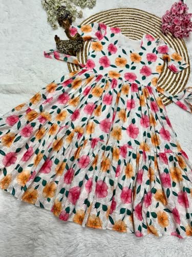 Image of Women's Printed Hakoba Maxi Dress -Cotton Lace Embroidered Sleeveless Boho Beach Dress with Flared Hem, Breathable & Elegant for Casual